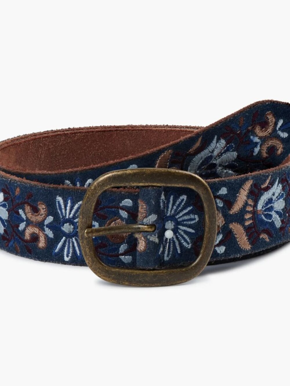 Lucky Brand Boho blue/burgundy floral embroidery belt